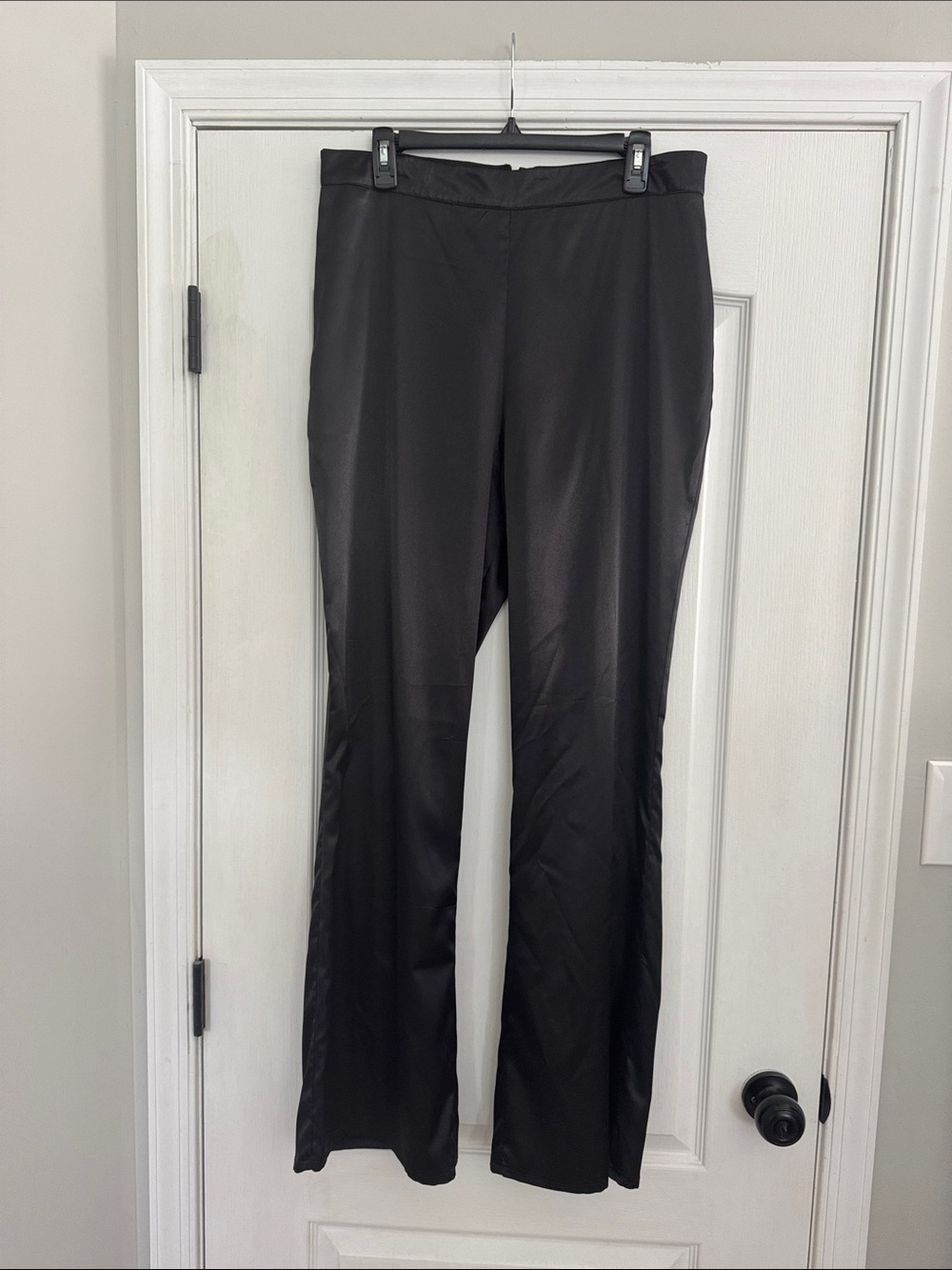 Black Satin flare pants size 12